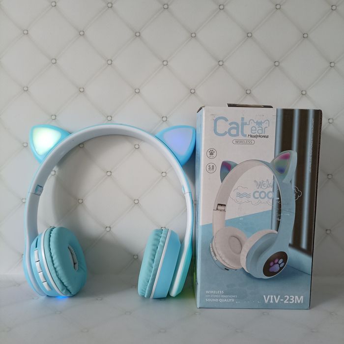 Дитячі блютуз Навушники з кошачими вушками Cat VIV-23M з підсвіткою