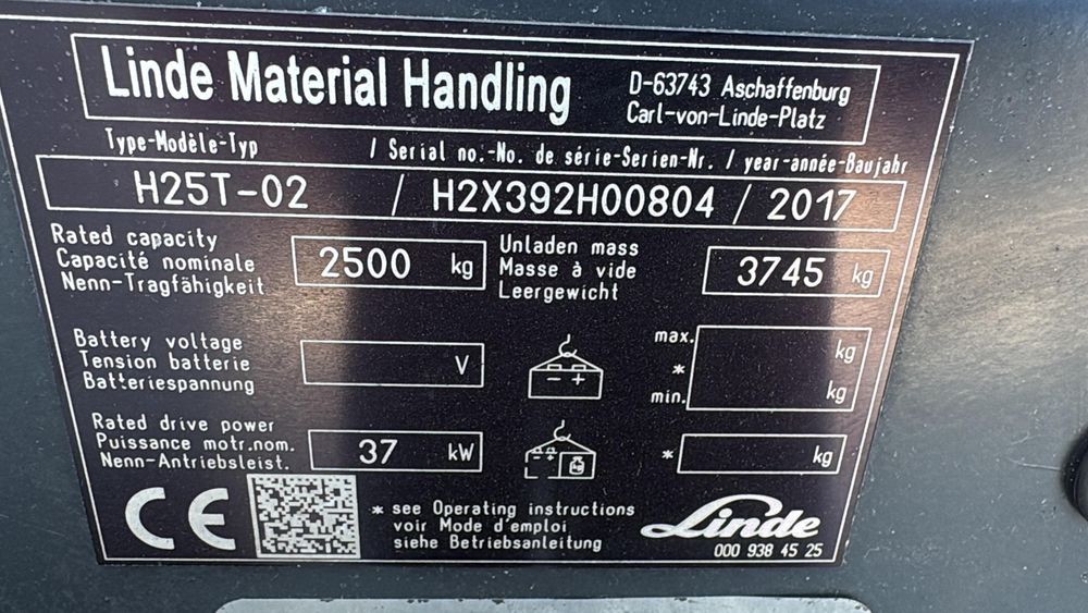 Wózek widłowy LINDE H25T EVO, triplex, przesuw, GAZ