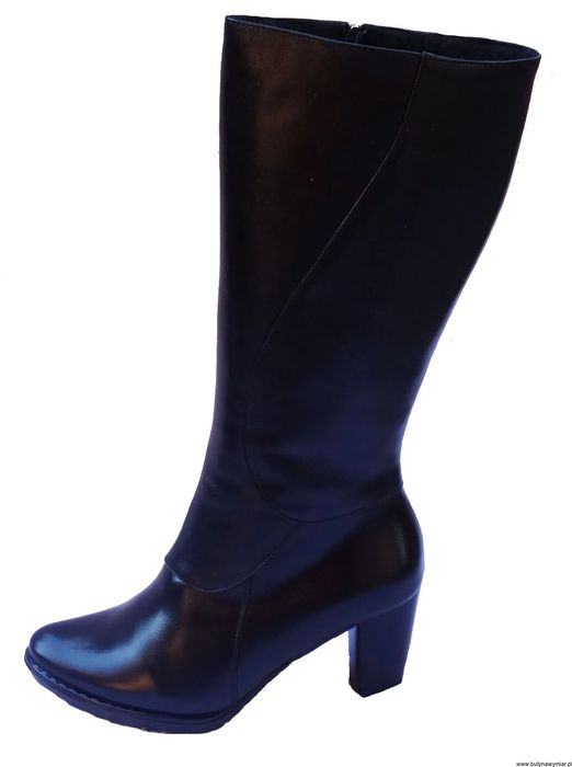 BnW Kozaki ze skóry cholewka 46 cm słupek 7 cm