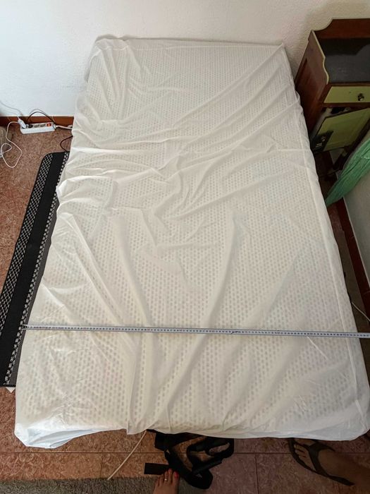Conjunto de cama elétrica com ripas e suportes, colchão de espuma, firmeza