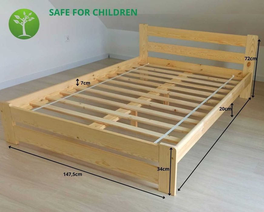 NOWE Łóżko sosnowe 140x200 + Stelaż INNE WYMIARY Gwarancja! DPD 0zł