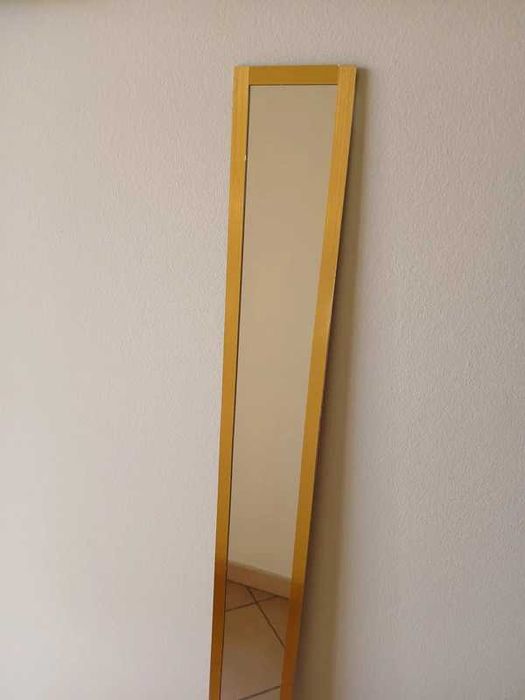 Espelho Comprido Antigo Mirror 145x7cm Moldura Dourada Vintage