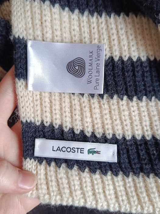 Оригінальний довгий шарф lacoste (100% вовна, 250см завдовжки, 25см у ширину)