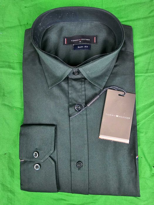 Koszule męskie M-3XL Slim Fit tommy hilfiger Premium zieleń