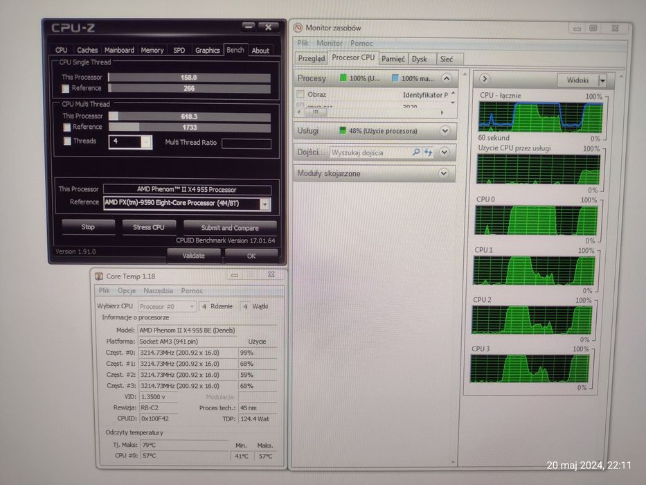 Sprzedam zestaw Phenom II X4 955 BE, Mobo, 8GB RAM