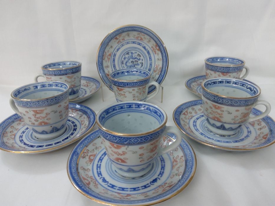 6 CHAVENAS DE CAFE chinesas BAGO DE ARROZ , dos anos 50/60
