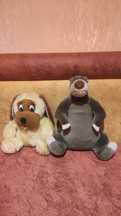 Мягкие игрушки собака и медведь
