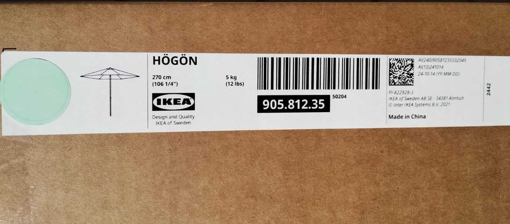 Guarda Sol Verde NOVO HÖGÖN IKEA 2,7m