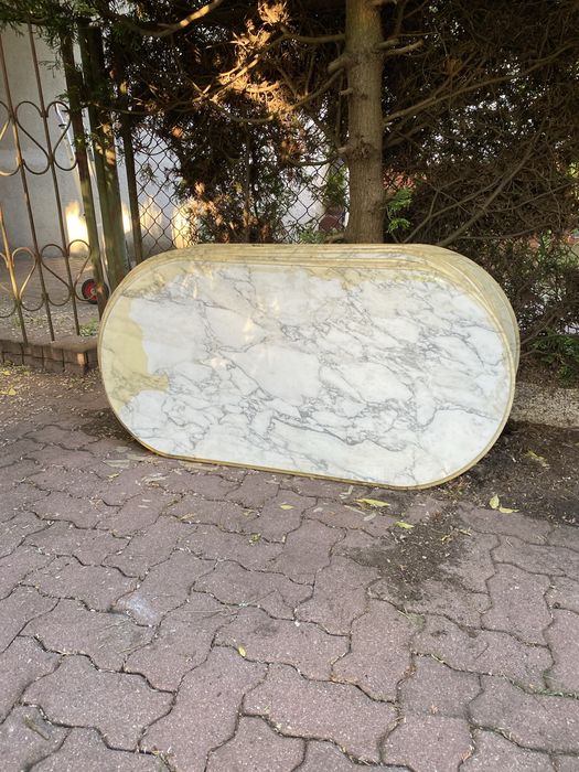 Włoskie blaty marmurowe owalne 116x61 cm – Grube, Masywne (ok. 40kg)