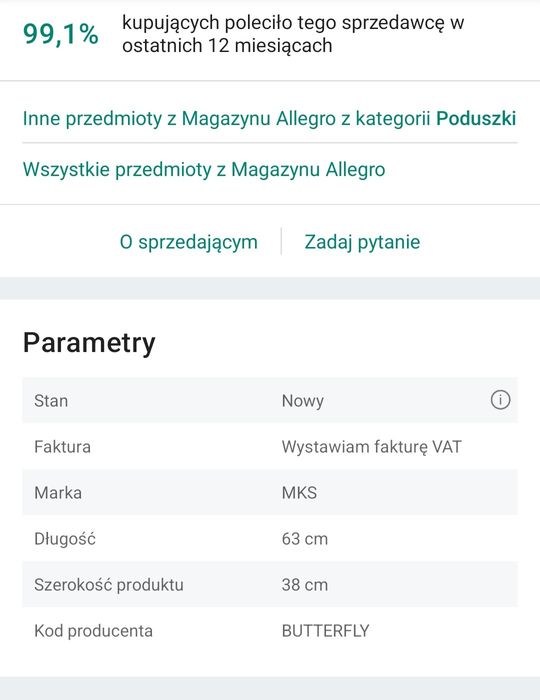 Poduszka do spania z Pianki Memory Foam 63x38 cm