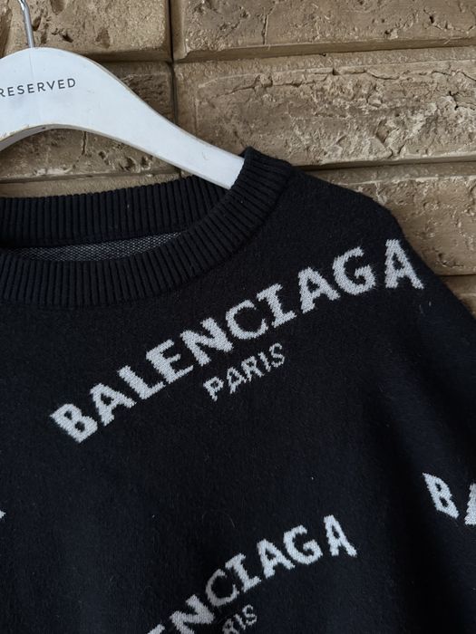 Balenciaga Monogram Czarny Welniany Sweter
