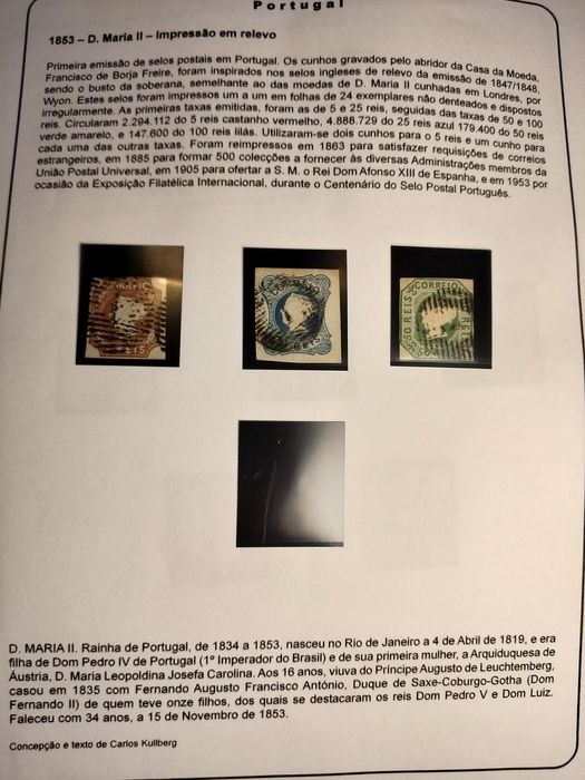 1853 - D. Maria ii - impressão relevo. Selos Portugal