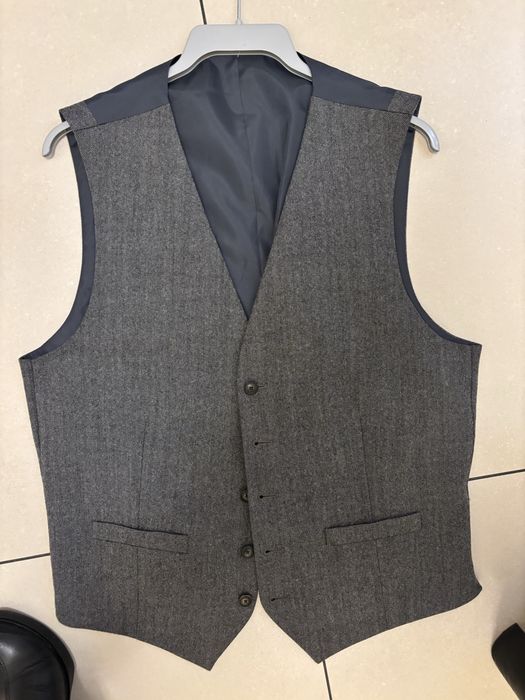 Szara welniana kamizelka m&s garniturowa uniwersalna