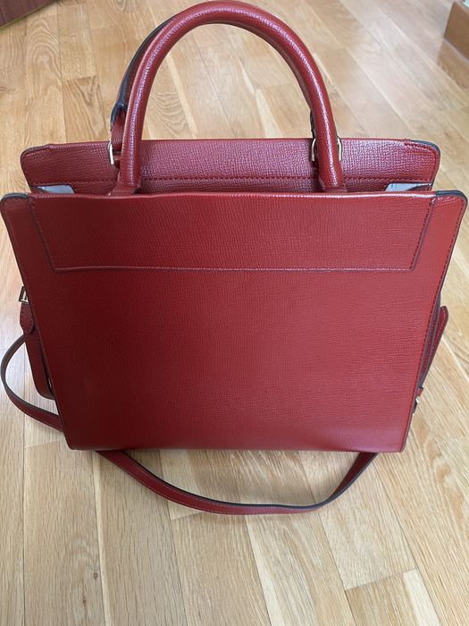 Trussardi Jeans torebka czerwona do ręki na ramię ekoskóra