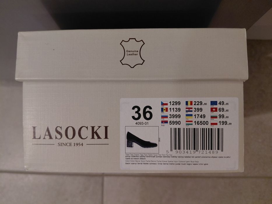 Lasocki półbuty na słupku skórzane