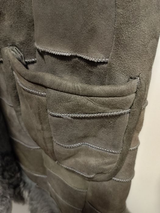 Naturalne Futro / Kożuch Króliczy • Szary • Vintage Retro • 100% Skóra