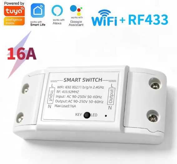 Interruptor Inteligente Wi-Fi Tuya Smart Life16A com Suporte RF 433MHZ