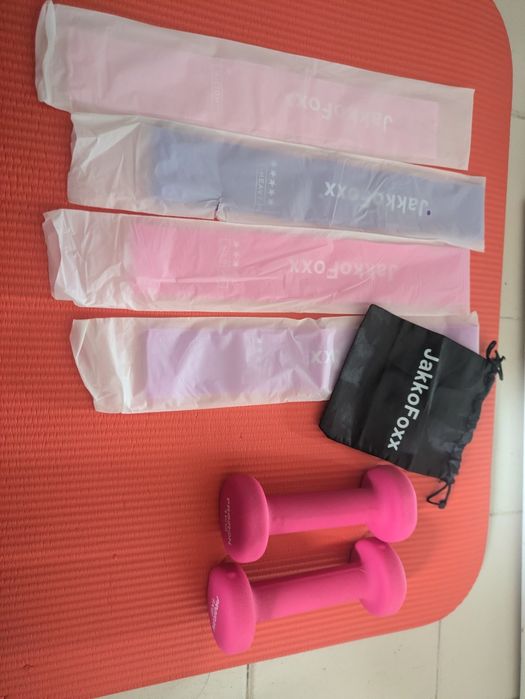 Conjunto bandas elásticas e halteres 1kg