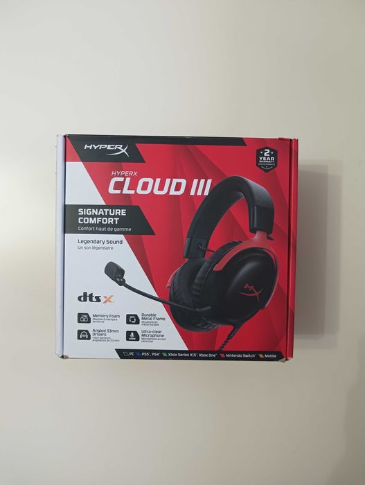 Słuchawki HyperX Cloud III czerwone (świetny stan jak nowe!)