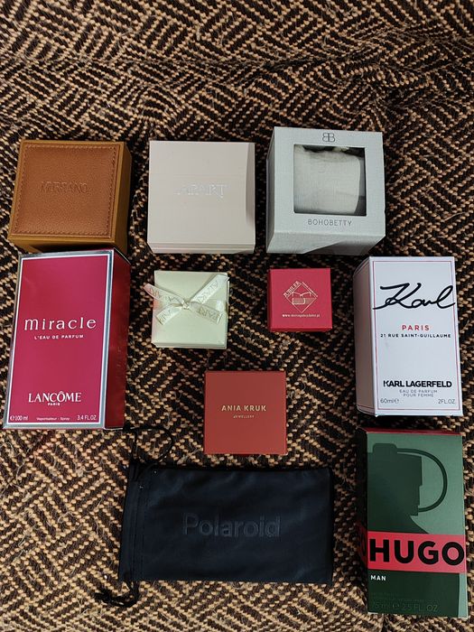 Puste opakowania, pudelka na bizuterie,perfumy Apart,Kruk,Hugo,Lancome