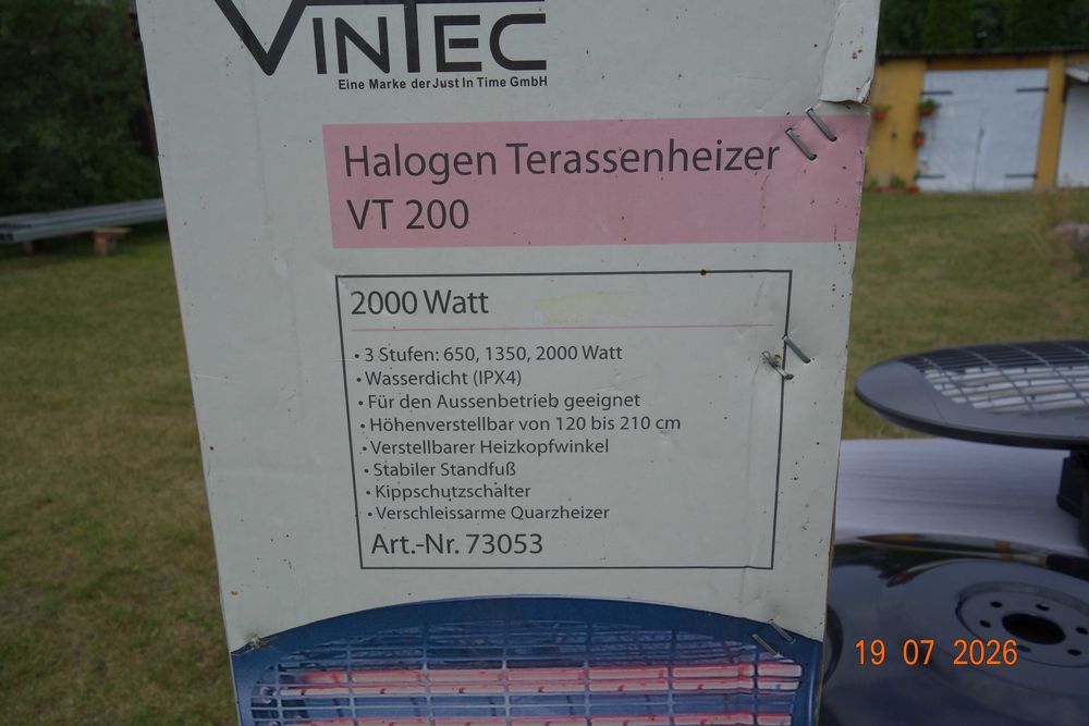 Ogrzewacz tarasowy. Promiennik podczerwieni - Vintec