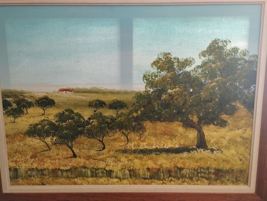 Quadro pintado há mão 
Paisagem alentejana 
quadro grande 
Medida - C