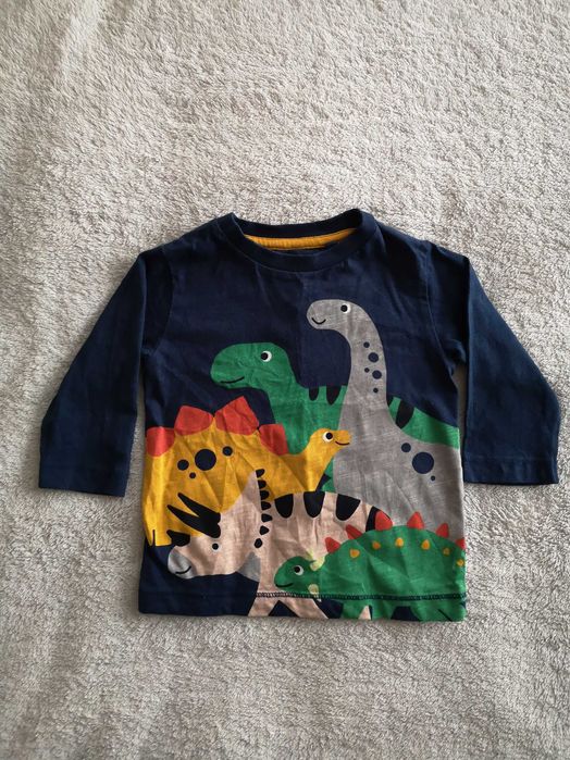 Granatowa bluzka z długim rękawem w dinozaury 3d Next 68 - 74 jak nowa