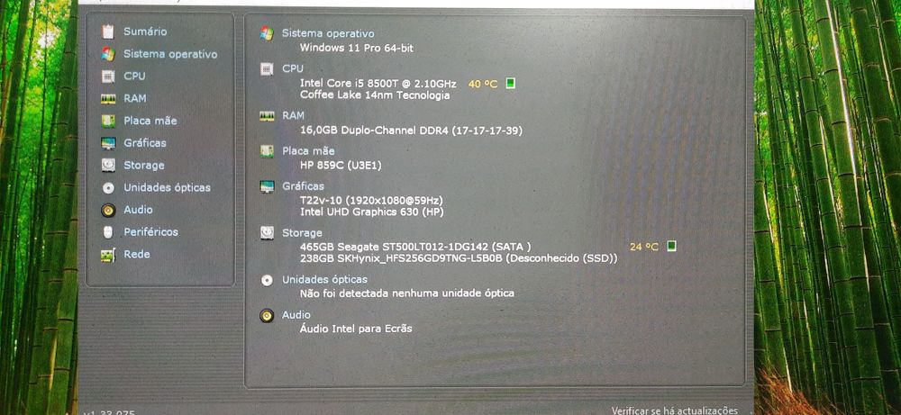 NF.39  Mini-Pç Prodesk 400G4 8ªG|i5.8500T-3.5G|16G|NVMe256+HDD500|5G+BT|W11