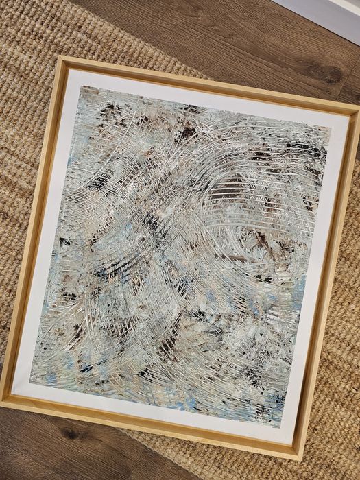 Quadro em gesso acrilico com moldura em pinho - 75*65 cm
