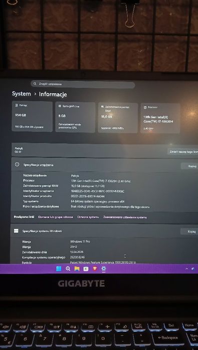 Gigabyte g6 kf / rtx 4060  (8gb), 16gb ram , i7-13th
