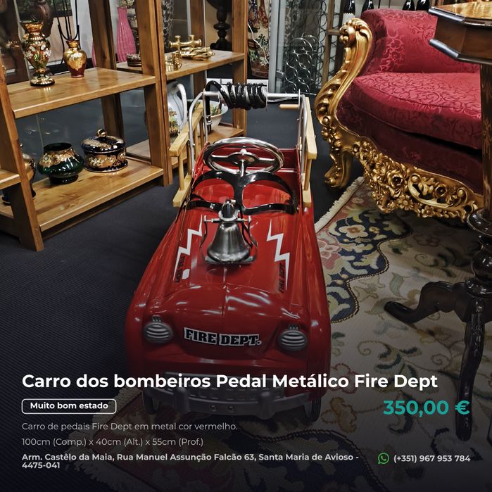 Carro dos bombeiros Pedal Metálico Fire Dept
