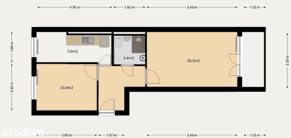 Słoneczne, przelotowe mieszkanie- 1p- 47m- 2 pok- balkon- Piłsudskiego
