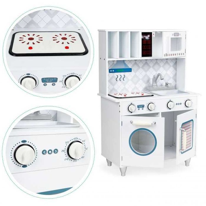 Детская кухня звук,свет,эффект,кухня для детей игровая Ecotoys деревян