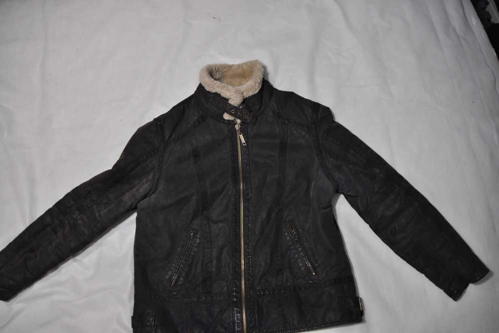 RIVER ISLAND L męska kurtka skórzana na kożuszku sz3v1