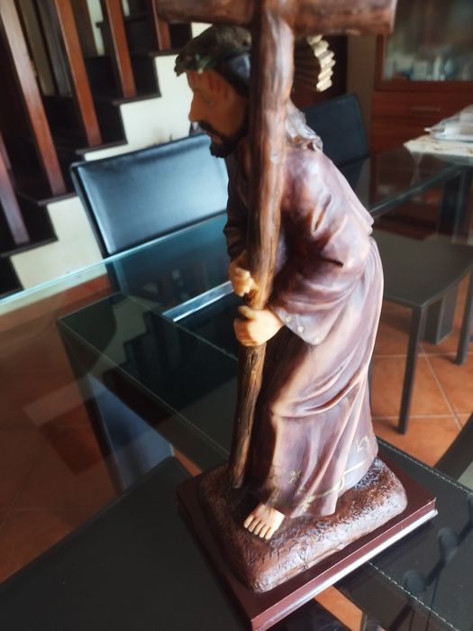 Arte sacra estátua do Senhor dos Passos em marfinite  45cm
