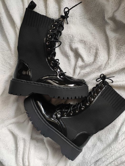 Czarne botki Workery Skarpetowe 38 Seastar