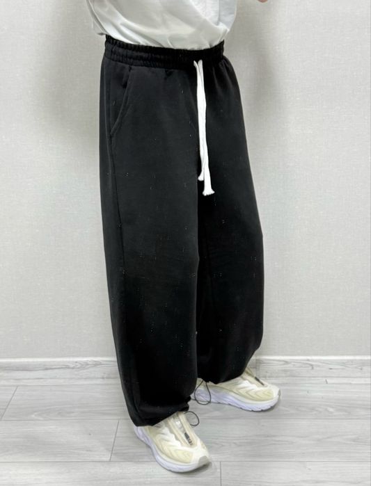 Спортивні штани широкі на утяжках чорні парашути baggy sweatpants нові