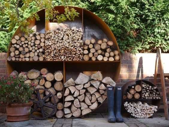 stojak na drewno -Stal CORTEN - IKONA DESIGNU