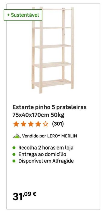 Estante de madeira de pinho do Leroy Merlin