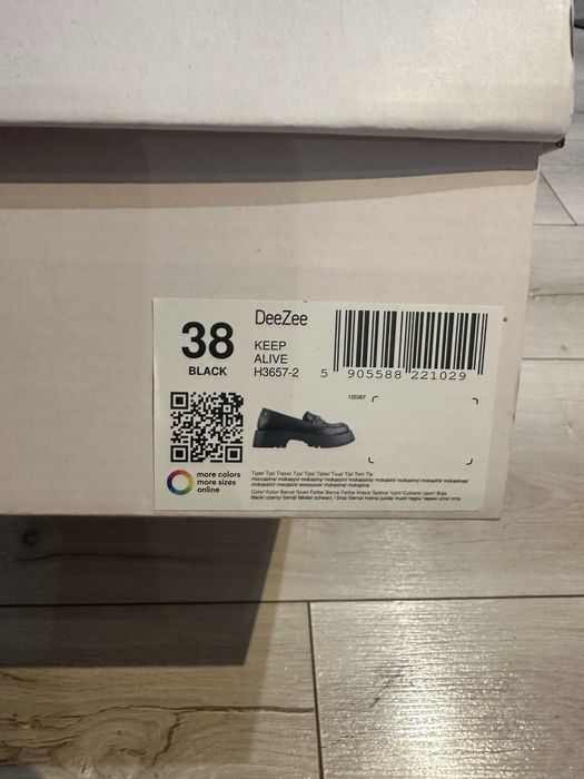 Mokasyny czarne ekoskóra rozm 38