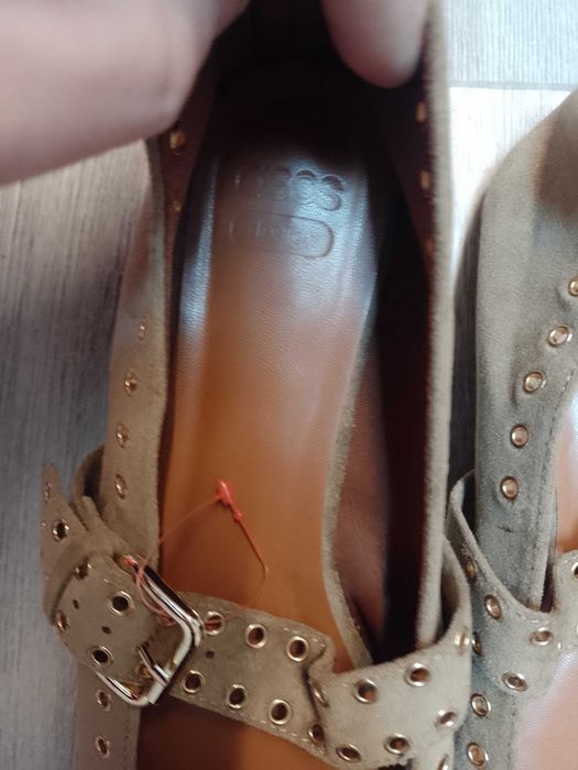 (40) ASOS/ Beżowe, bogato zdobione baleriny z zapięcie NOWE