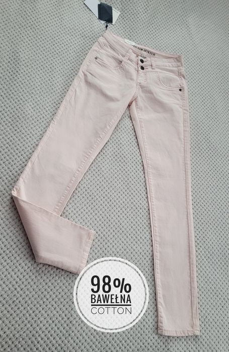 Denim Hunter Nowe pudrowe jeansy dżinsy spodnie damskie niski stan