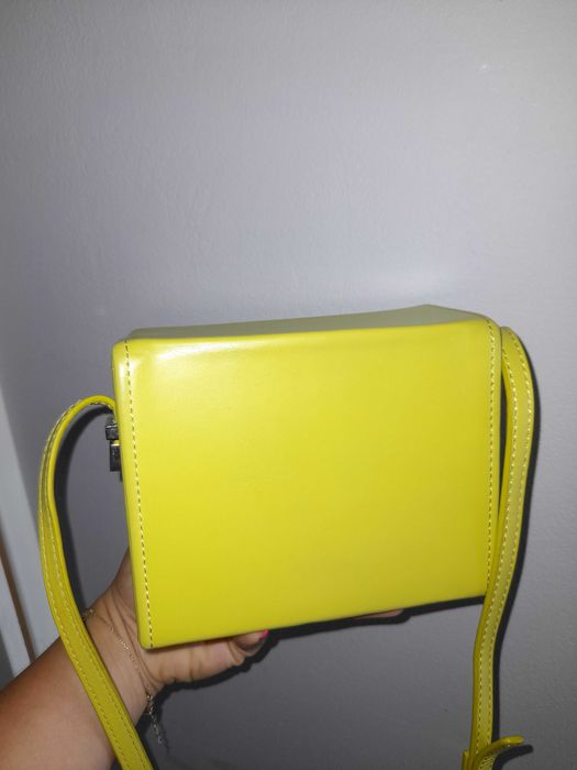 Zara torebka żółta kuferek mała limonka