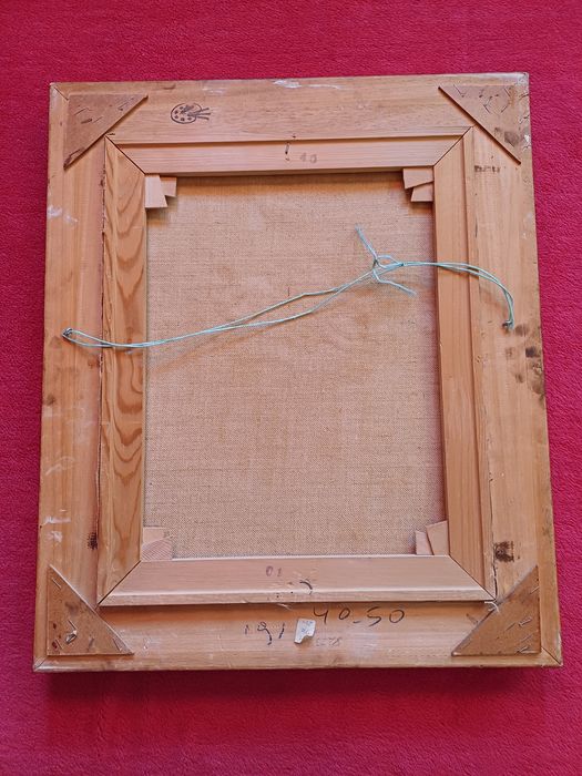 Stary obraz na płótnie sygnowany Kwiaty