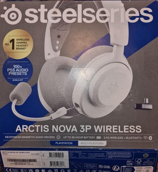 Bezprzewodowe słuchawki SteelSeries Arctis Nova 3P Wireless White (PS5 / Multi-platform)