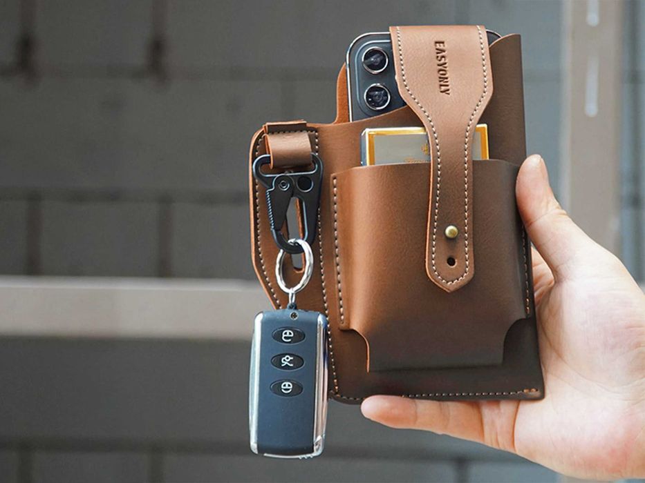 Bolsa de cintura para telemóvel com divisão e gancho