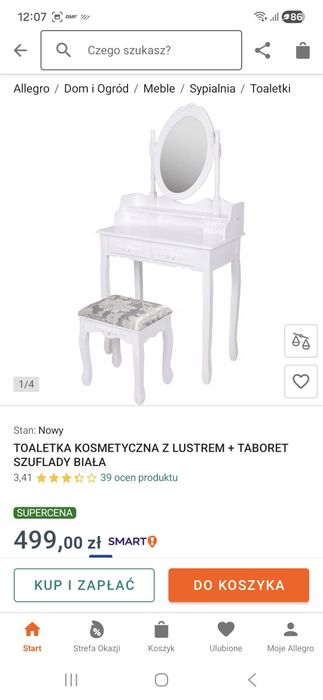 Toaletka biala z lustrem