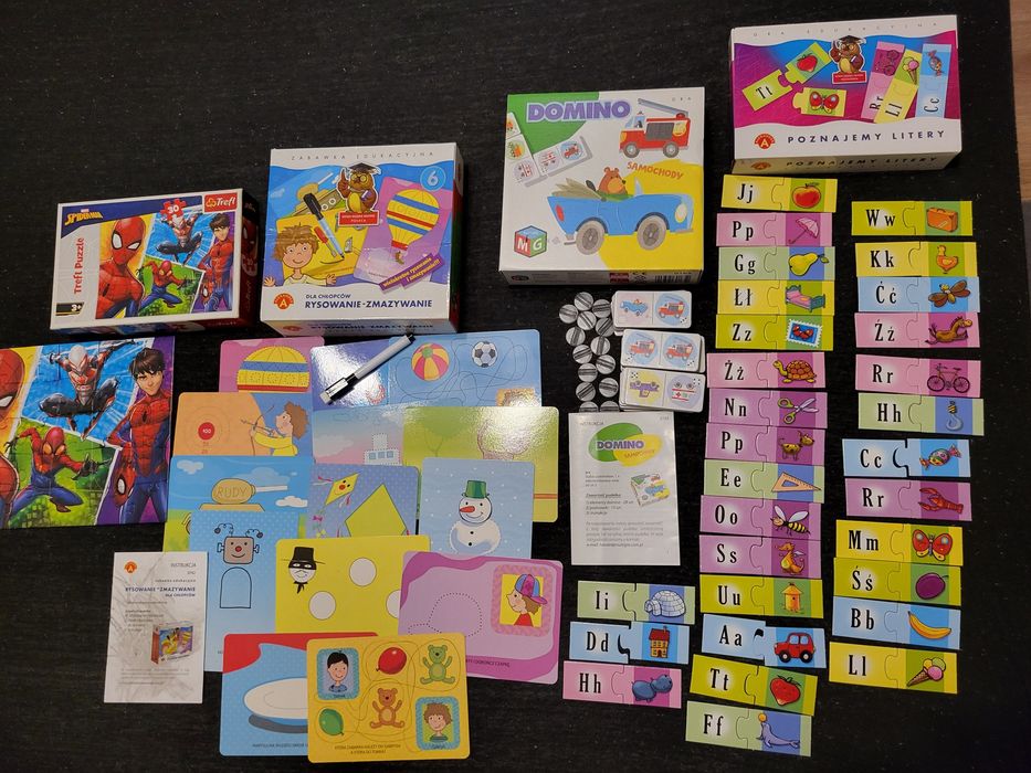 Zestaw Gry edukacyjne 4 i 5 lat oraz puzzle 3 +