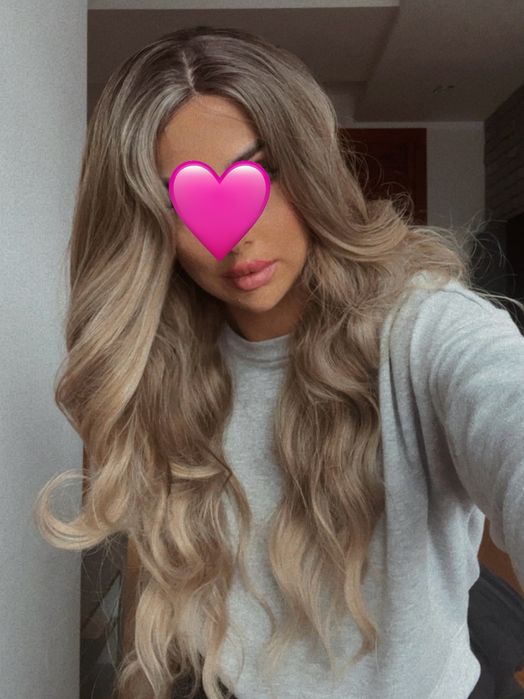 Peruka blond brąz ombre lace front loki fale jak naturalne premium