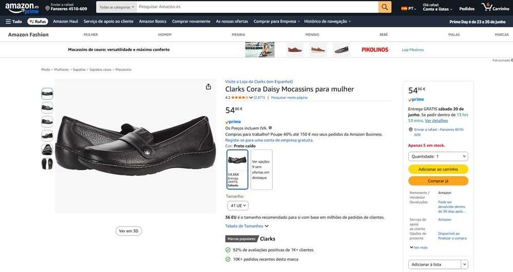 Clarks Cora Daisy Mocassins para mulher Tam 41